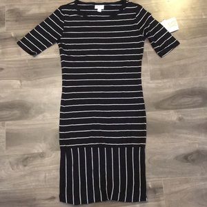 Lularoe Julia Dress XS new with tags black and white striped